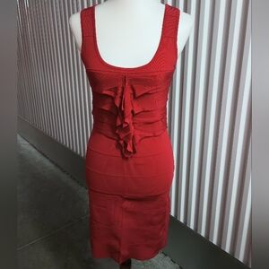 Express Red Ruffle Midi Dress